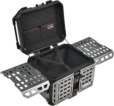 Motorcycle Top Case, 45L Universal Tail Box Motorbike Luggage Storage Trunk | Expandable Side Tray, Easy Install Quick Release Detachable, Waterproof Rustproof Dustproof, Backrest Cushion Anti-Theft Lock