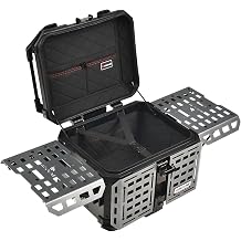 Motorcycle Top Case Universal Aluminum Motorbike Tail Box with Leather Lining 45L Waterproof Detachable Trunk Tour Pack w/Lock, Titanium w/Black