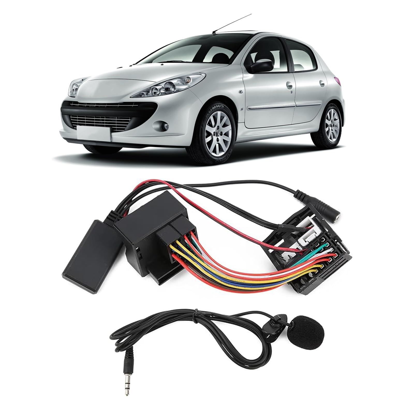 Flylin - Adattatore Bluetooth AUX per musica, cavo modulo AUX IN Bluetooth a 12 pin con microfono, microfono vivavoce compatibile con autoradio Volkswagen Skoda RCD210 RCD310 RCD510 RNS510