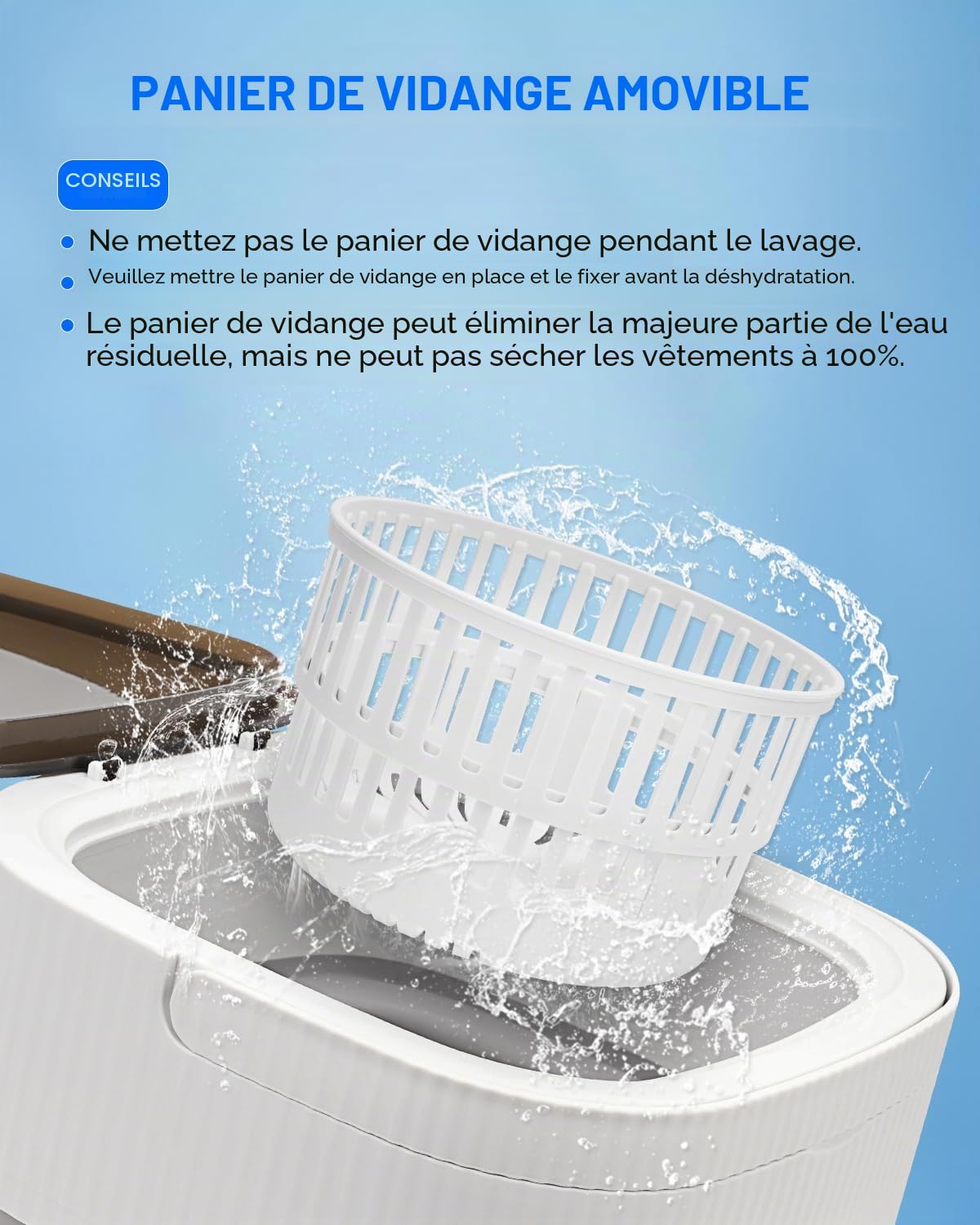 SUPAREE 16L Mini Machine à Laver Pliable Portable 1.8kg pour Camping Car Appartements