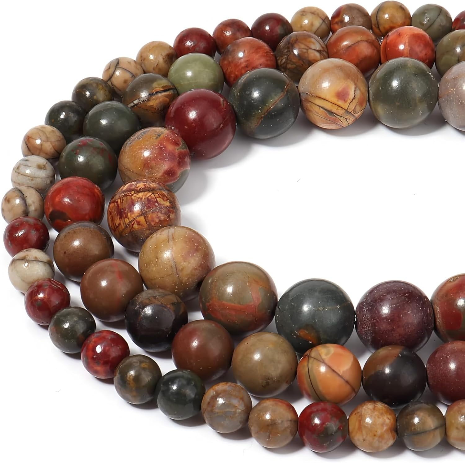 HAAMIIQII 60pcs 6mm Natural Picasso Jasper Stone Beads Round Loose Gemstone Beads for Jewelry Making Strand 15 Inch