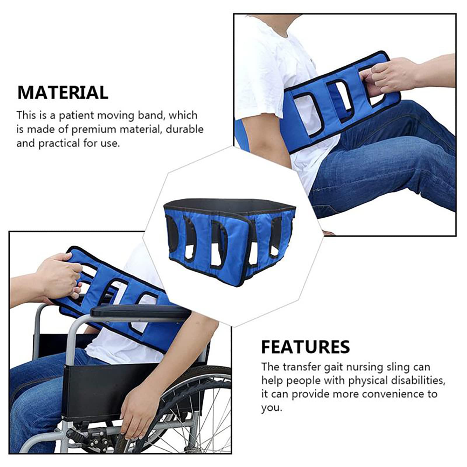 Cinturón de Transferencia para Ancianos, Eslinga de enfermería de Transferencia, ayudas para Levantar la Seguridad del Paciente, algodón Perlado Incorporado, más Transpirable, para Girar el Cuerpo,