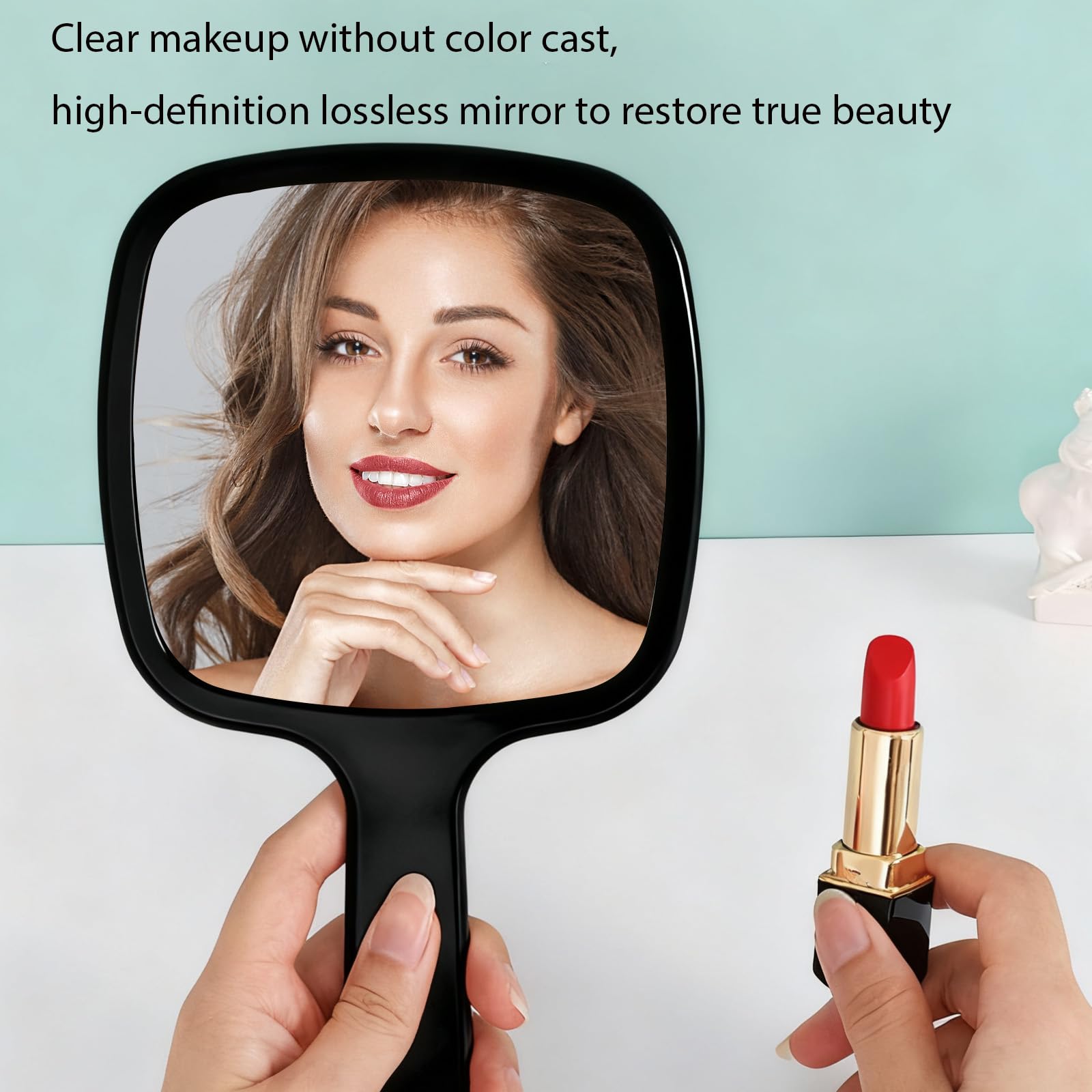 Specchio professionale a mano con manico ergonomico, forma rotonda, specchio portatile per trucco, specchio piccolo per taglio capelli dietro, uso dentale e barbiere, specchio per viaggio