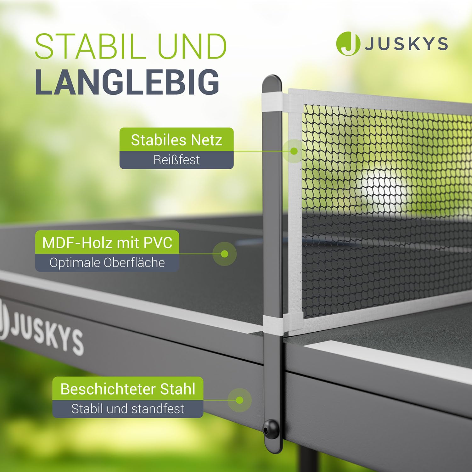 Juskys Tischtennisplatte Mini – Klappbarer Tischtennistisch klein mit Zubehör, Indoor & Outdoor Tischtennis Set Flexi für Zuhause & unterwegs – Schwarz