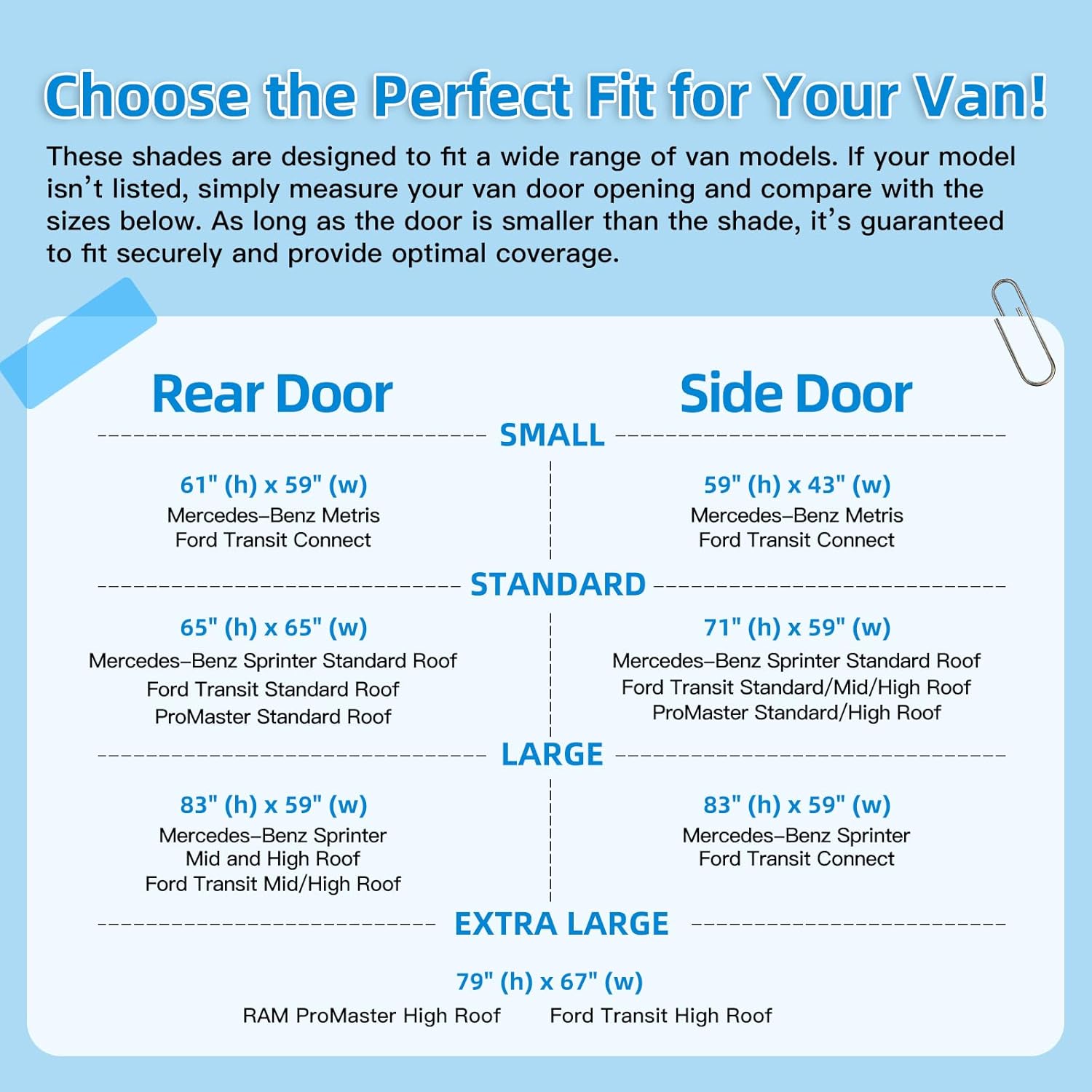 ZATOOTO Van Bug Screen Magnetic Sliding Door Van Screen Mesh Curtains Easy to Install and Remove, Universal Fly Screen for Mercedes Sprinter Ford Transit RAM Promaster and Campervans, 71"(H) x 59"(W)