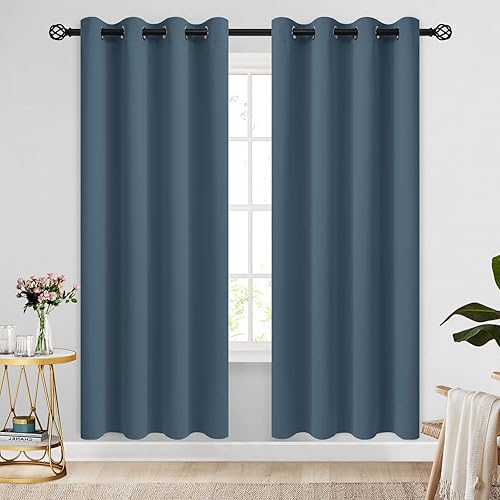 Miniatura 22 de COSVIYA Cortinas 100% opacas para dormitorio con forro negro, bloqueo de luz completa, aislamiento térmico y ojales, tratamiento de ventana de 54