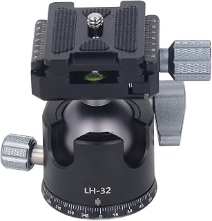 Tripod Heads, Aluminum Alloy 2 Knob Camera Tripod Stabilizer, Top 1/4in Bottom 3/8in Screw Camera Stabilizer for Photography, Recording