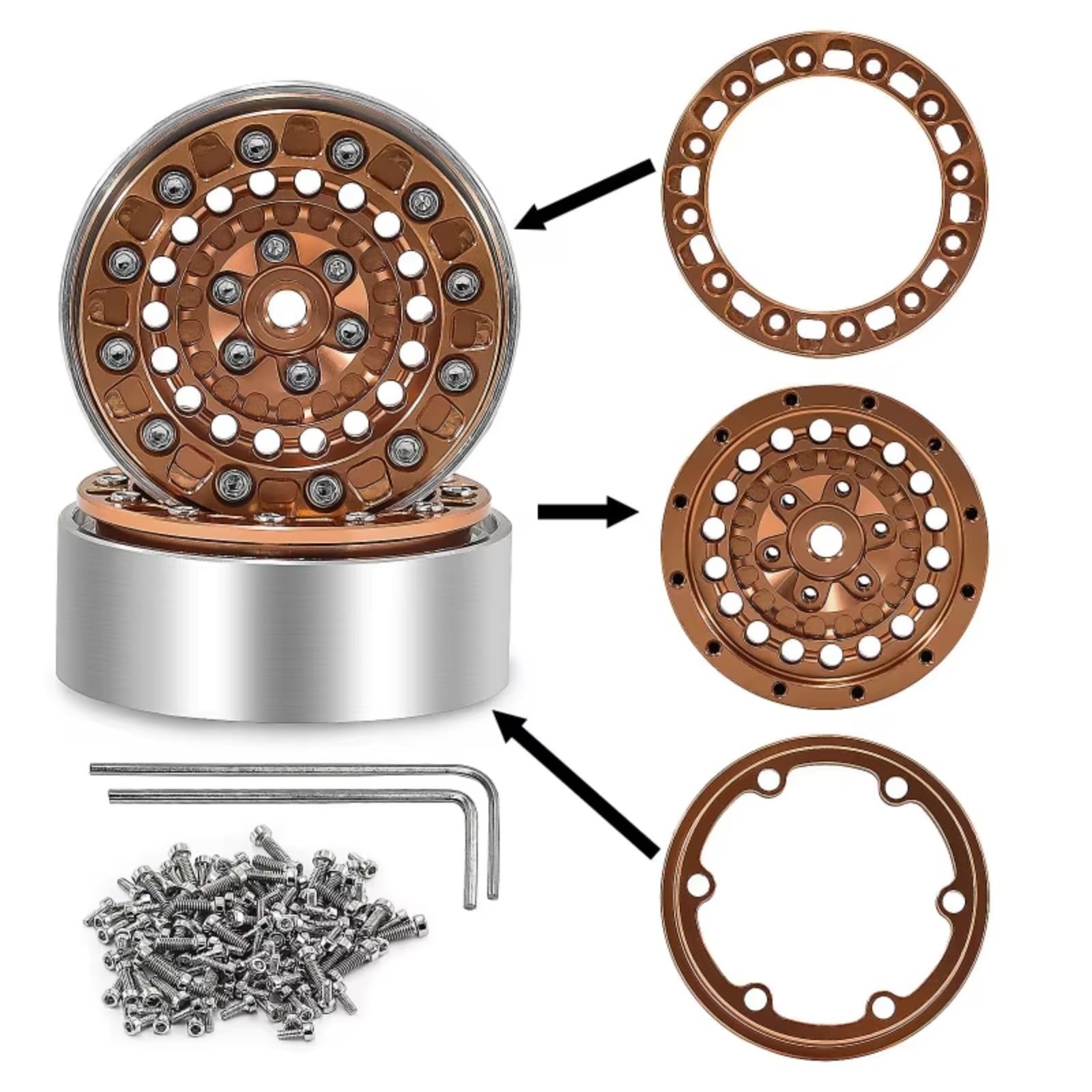1.3 Alaun Beadlocks Für TRX4M Für SCX24 Für FCX24 1/18 1/24 Teile Teile | RC-Car-Upgrade-Teile Aluminiumfelgen leichtgängiger Drehung fester Befestigung für stabiles Kriechen