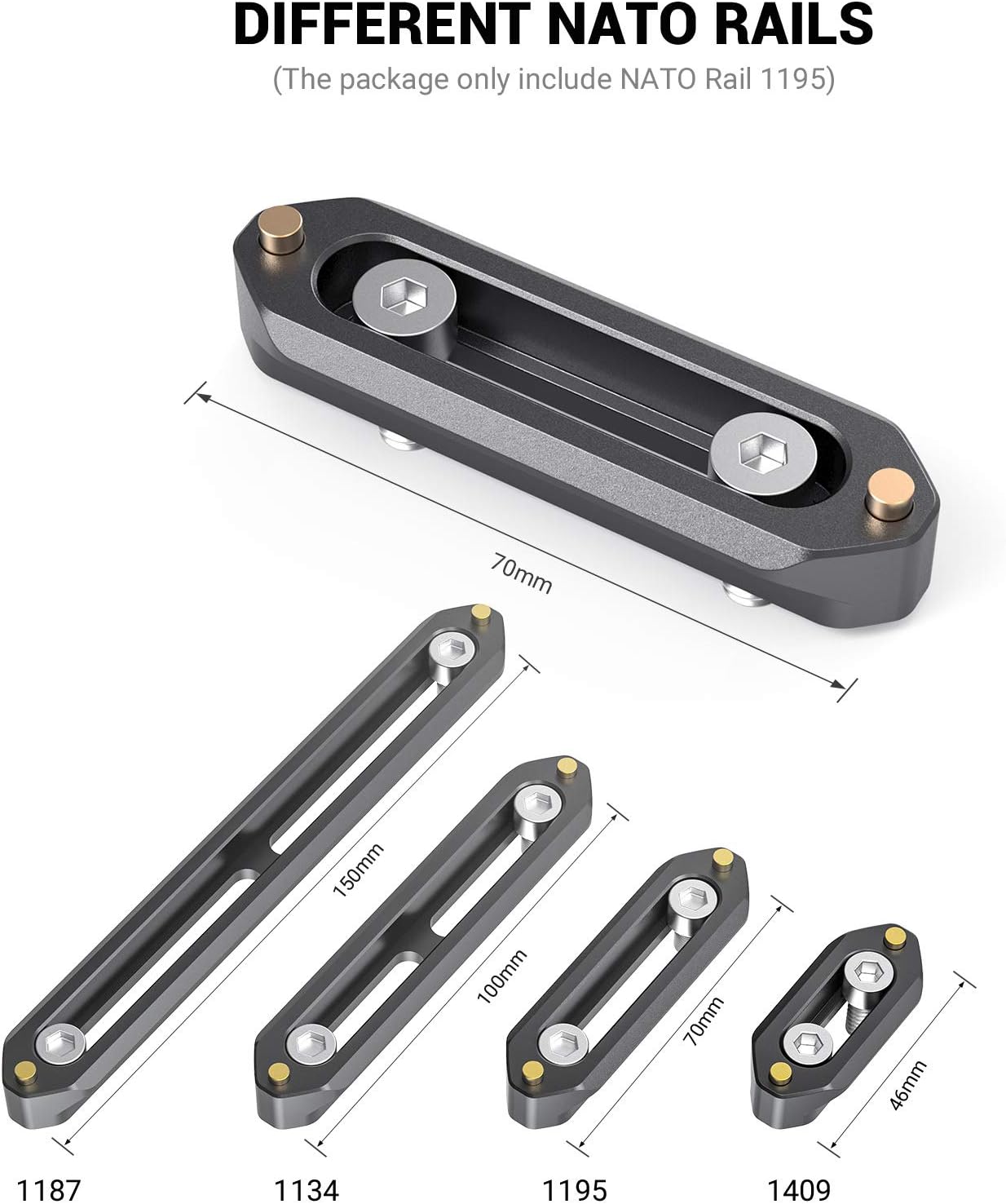 SmallRig NATO Rail, Quick Release Safety NATO Rail, 7cm Long with Spring Loaded Pins for RED/BMD - 1195 - Image 6