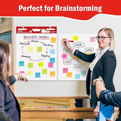 Miniatura 6 de Thickened Sticky Easel Pad, 20 x 23 Inches Flip Chart Paper for Teachers,Giant Self-Stick Chart Paper for Wall, Anchor Chart Paper for Office