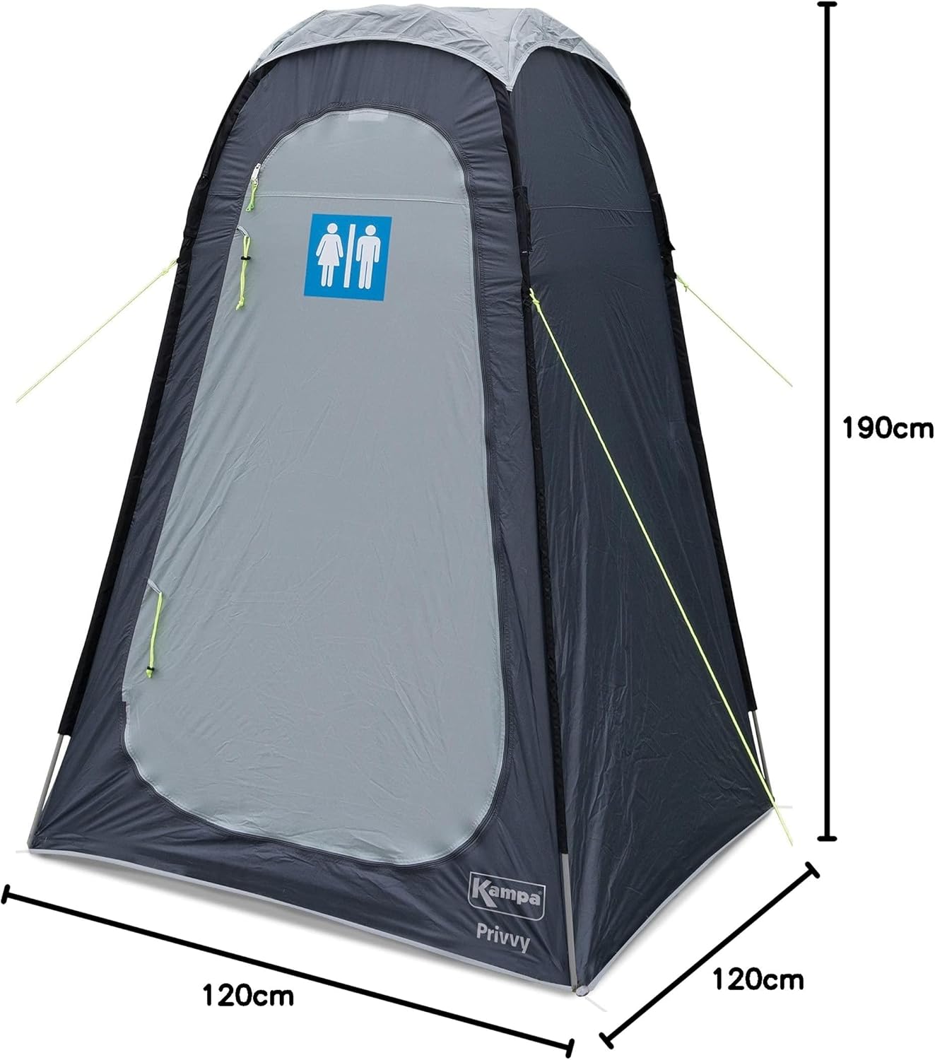 Kampa Utility Privacy Tent with dimensions 120cm x 120cm base and 190cm height