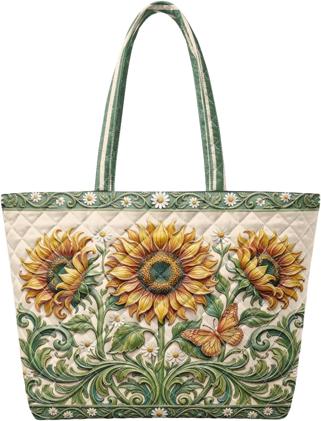 Quilted Tote Bag for Women, Everyday Tote Bag for Work, Beach, Gym, Picnic, Travel, Fits 14 Inch Laptop