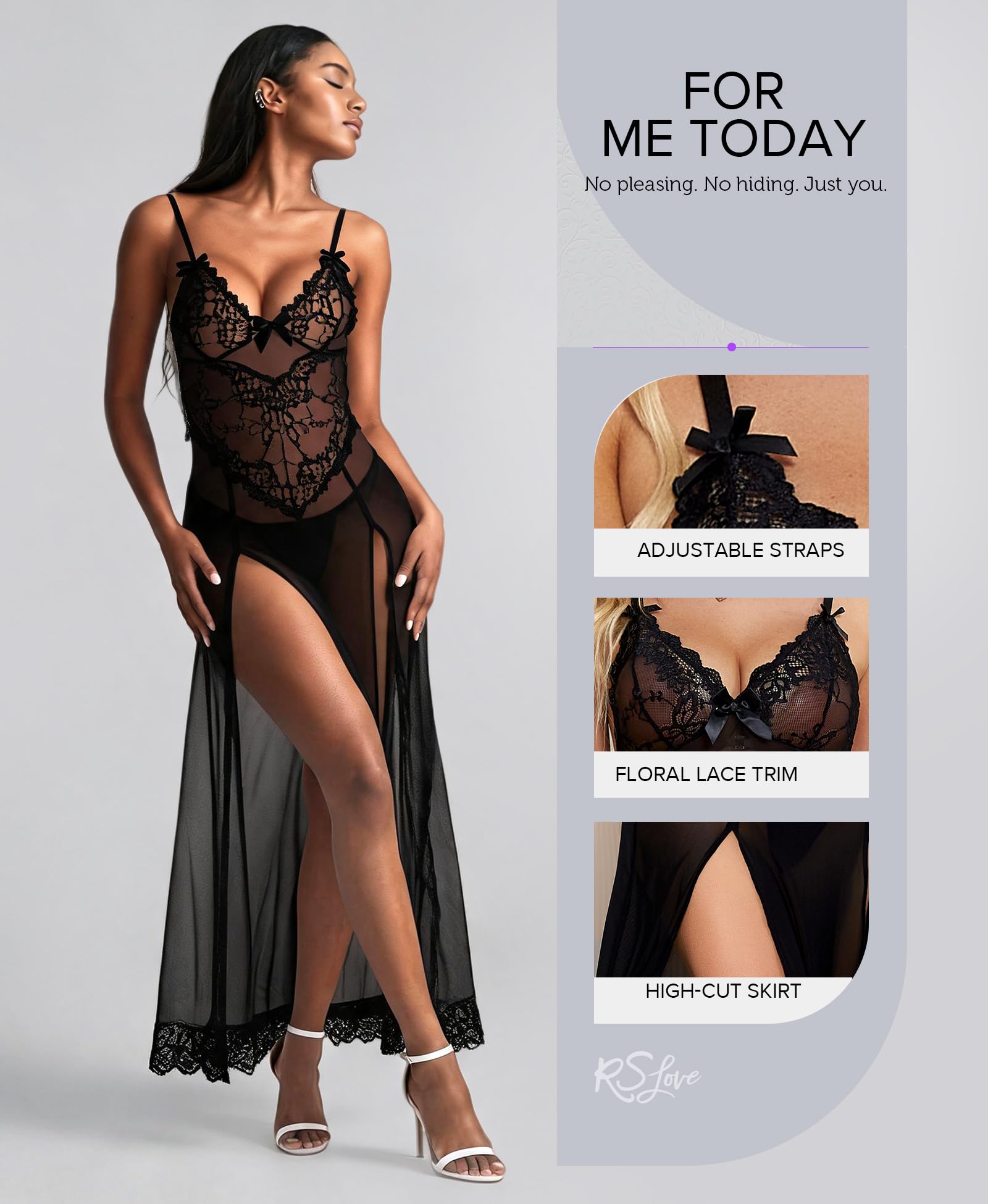 RSLOVE Lingerie Sexy Nuisette Femme Robe Vêtements de Nuit