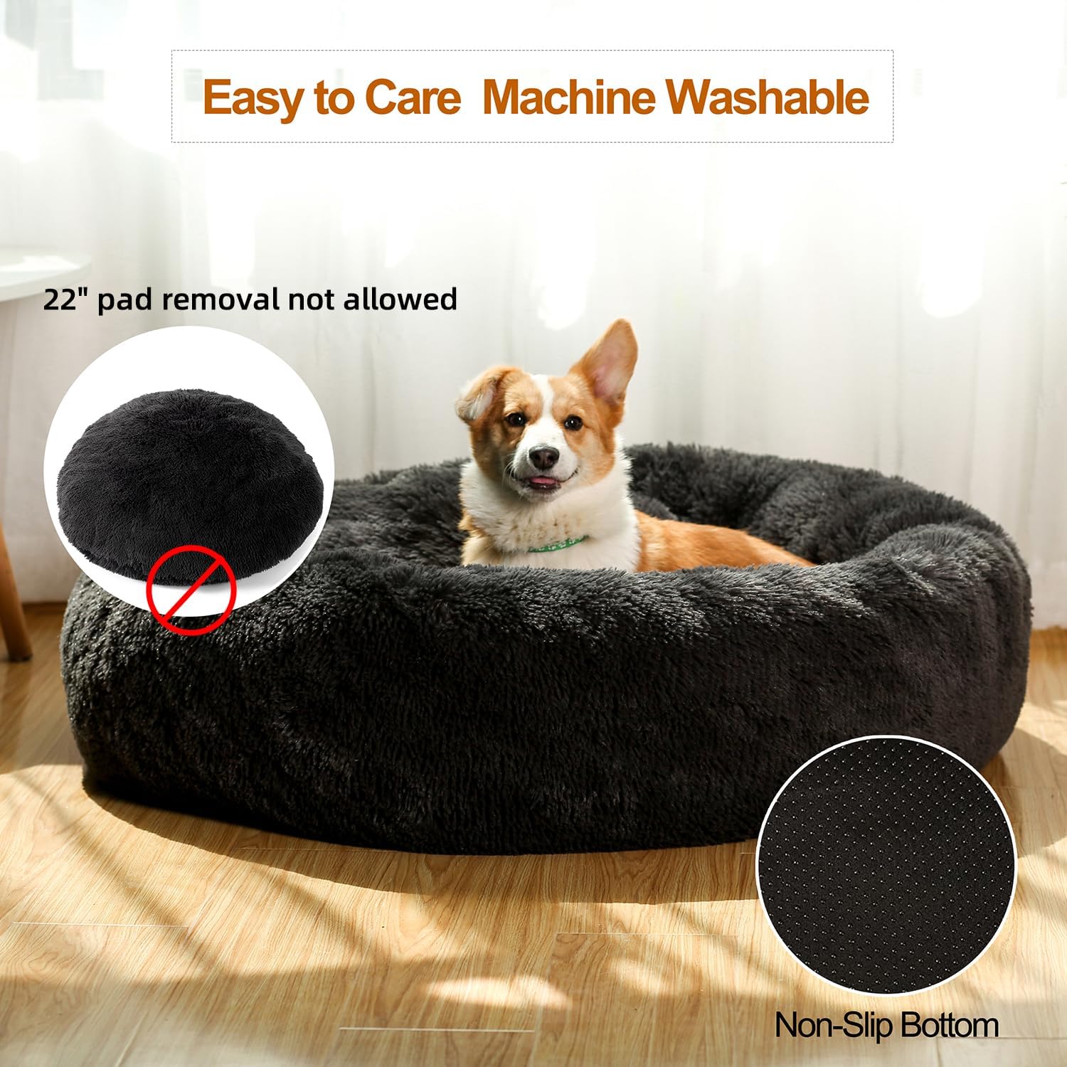 review Calming Small Dog Beds for Small Dogs,Washable Donut Cuddler Pet Bed Cushions,Durable & Cozy Soft Dog Bed with Removable Pad 22 Inch