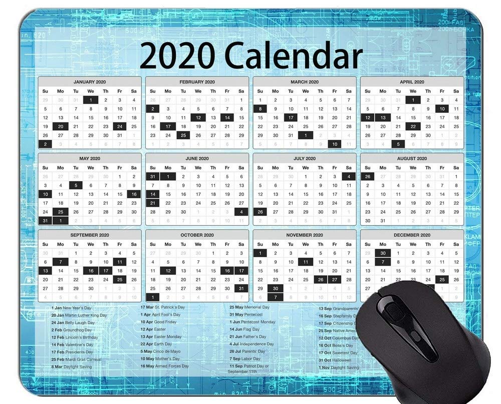 YENDOSTEEN 2020 Calendar Gaming Mouse Pad Custom,Circuit Formula Themed Mouse Pad With Stitched Edge