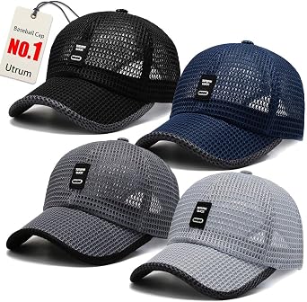 Utrum Lightweight & Breathable Baseball Cap for Summer Mesh Hat Men Trucker Women Running Golf Sports Cool Flat Cold