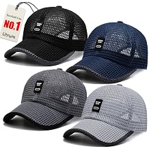 Utrum 4 Pack Lightweight & Breathable Baseball Cap for Summer Mesh Hat Men Women Trucker Golf Running Sports Cool Flat Cold