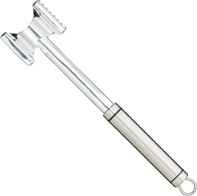 KitchenCraft KCPROMT Professional Meat Tenderiser Hammer with Stainless Steel Handle, Aluminium, 28cm, Silver