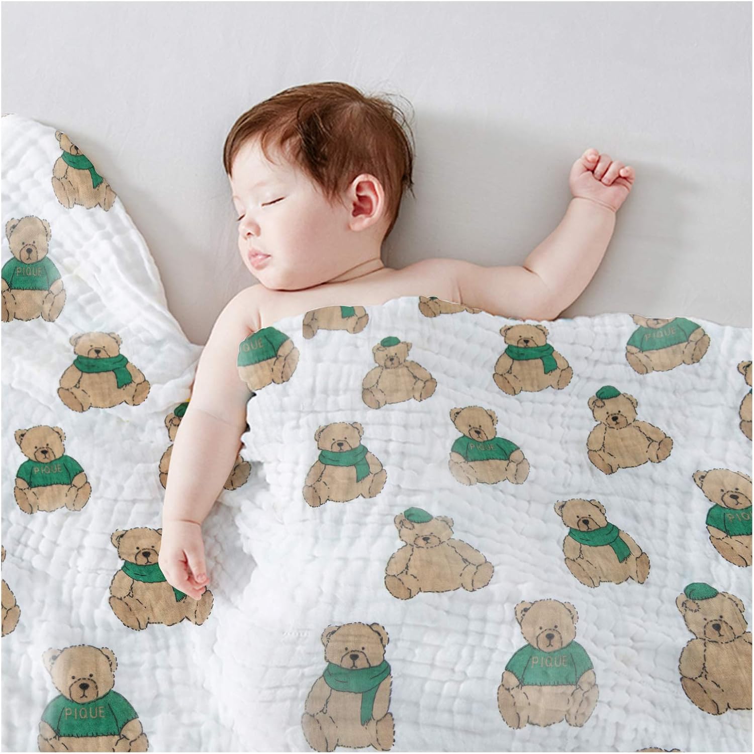 Catteyonce Baby Muslin Bath Towel, 4 Layers Gauze Infant Bath Blanket, Super Soft Cotton Warm Newborn Bath Towels, Upgrade Large Receiving Blanket, 43x43 Inches, Dinosaur : Baby