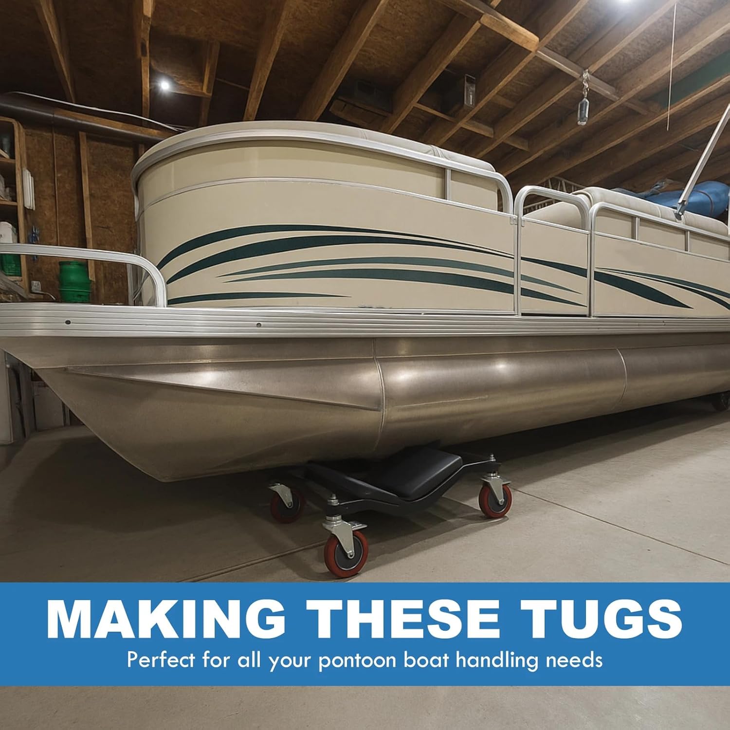 4 Pack Pontoon Boat Dollies, Heavy Duty Boat Dollies with High Load Capacity, 8 Protective Pads for Pontoon & Fishing Boats, Marina Dock Storage