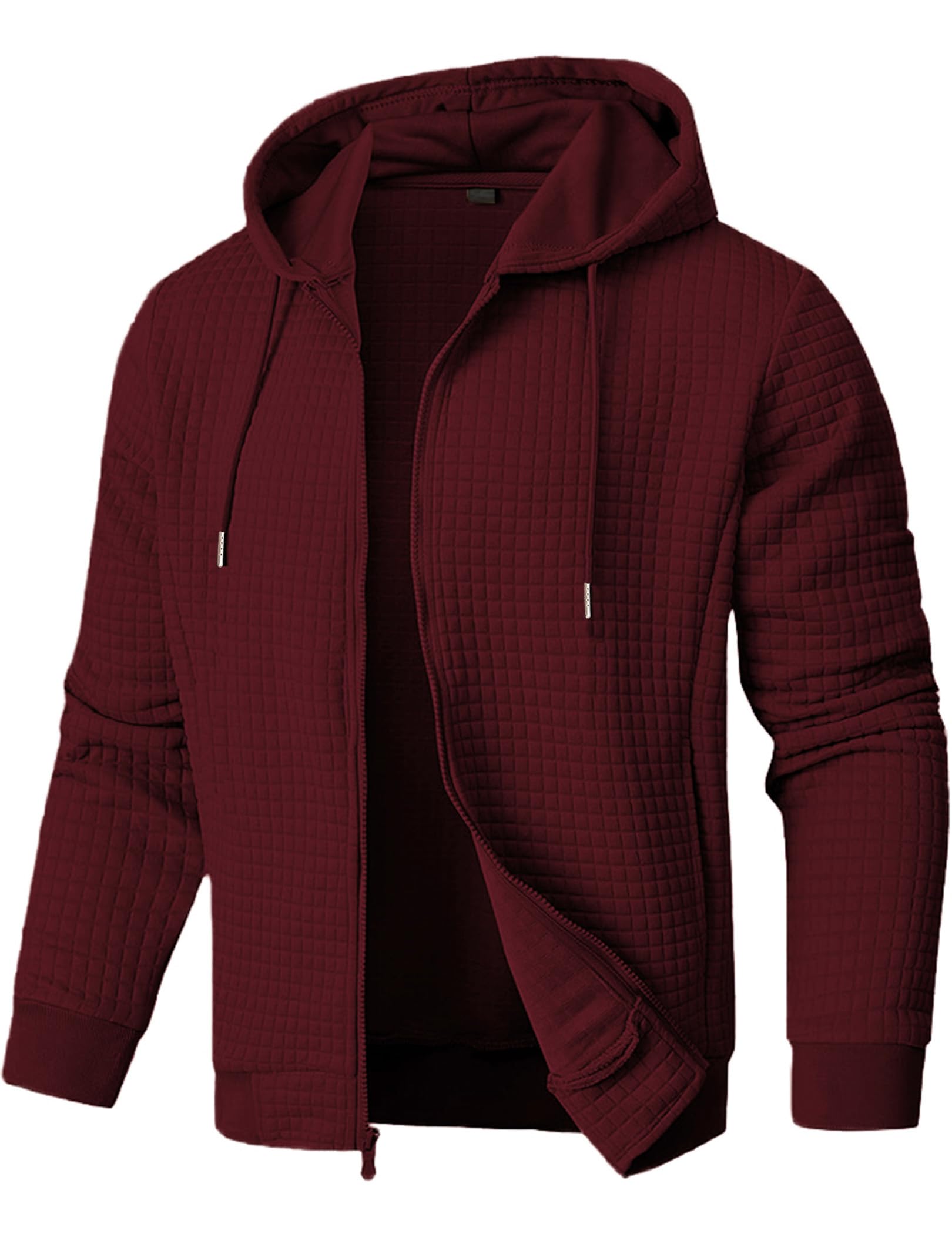 JMIERR Kapuzenpullover Herren Pullover Langarm Waffelmuster Casual Sweatjacke Hoodie Kapuzenpulli mit Reißverschluss Sweatshirt mit Taschen