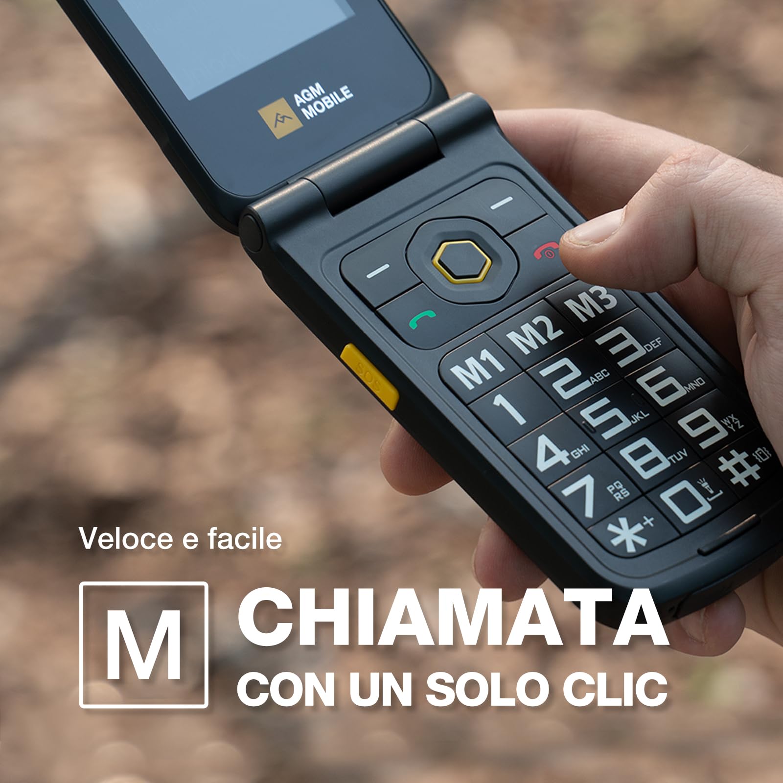 AGM M8 Flip Elderly Phone With Charging Dock: Big Keys Flip Phone, IP68/IP69K Waterproof, SOS, Hearing Aid Compatible, Large Keypad, 4G Dual SIM
