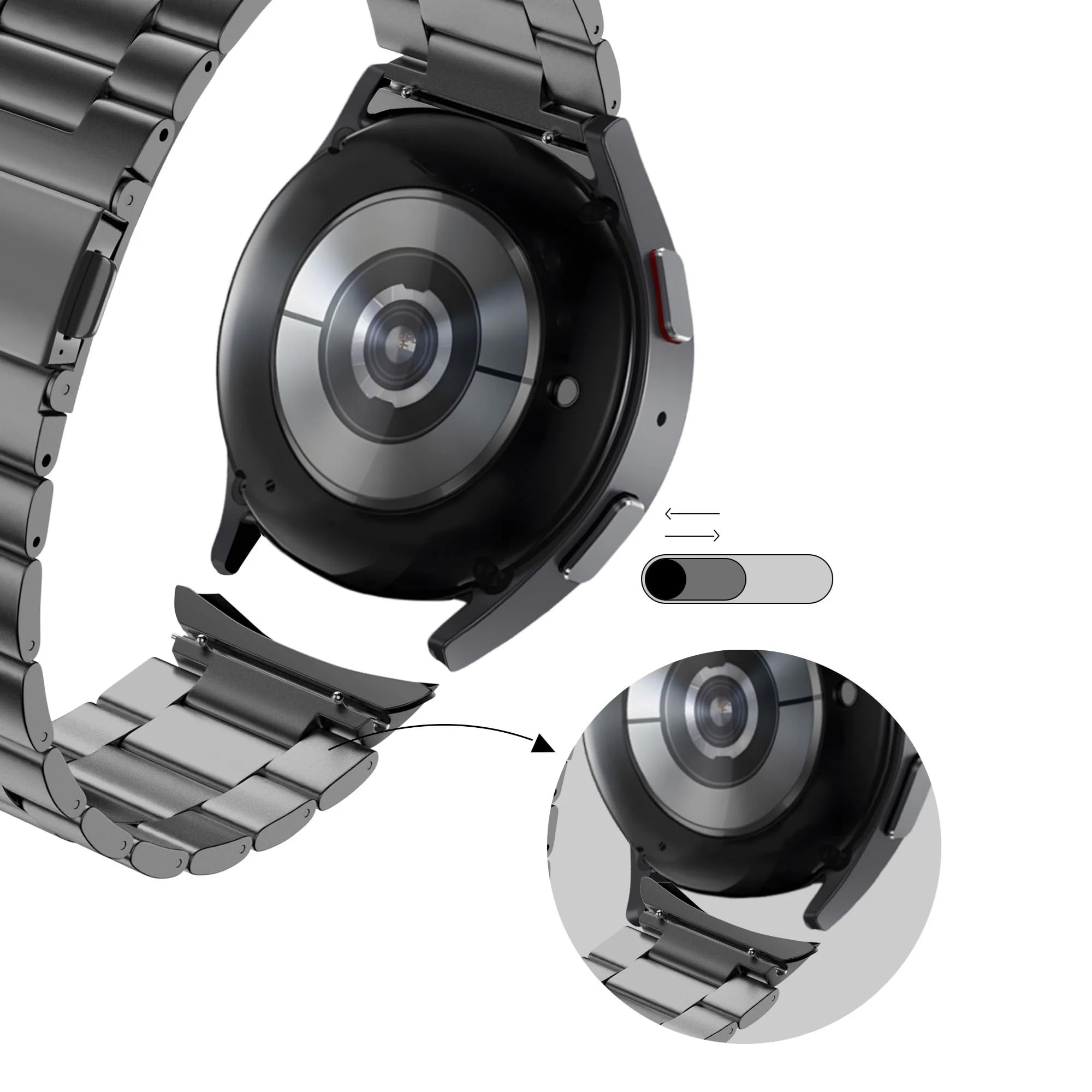 Bandz Bracelet de remplacement 20 mm compatible avec Galaxy Watch 4/5/6/7/FE – Bracelet smartwatch avec Quick Release