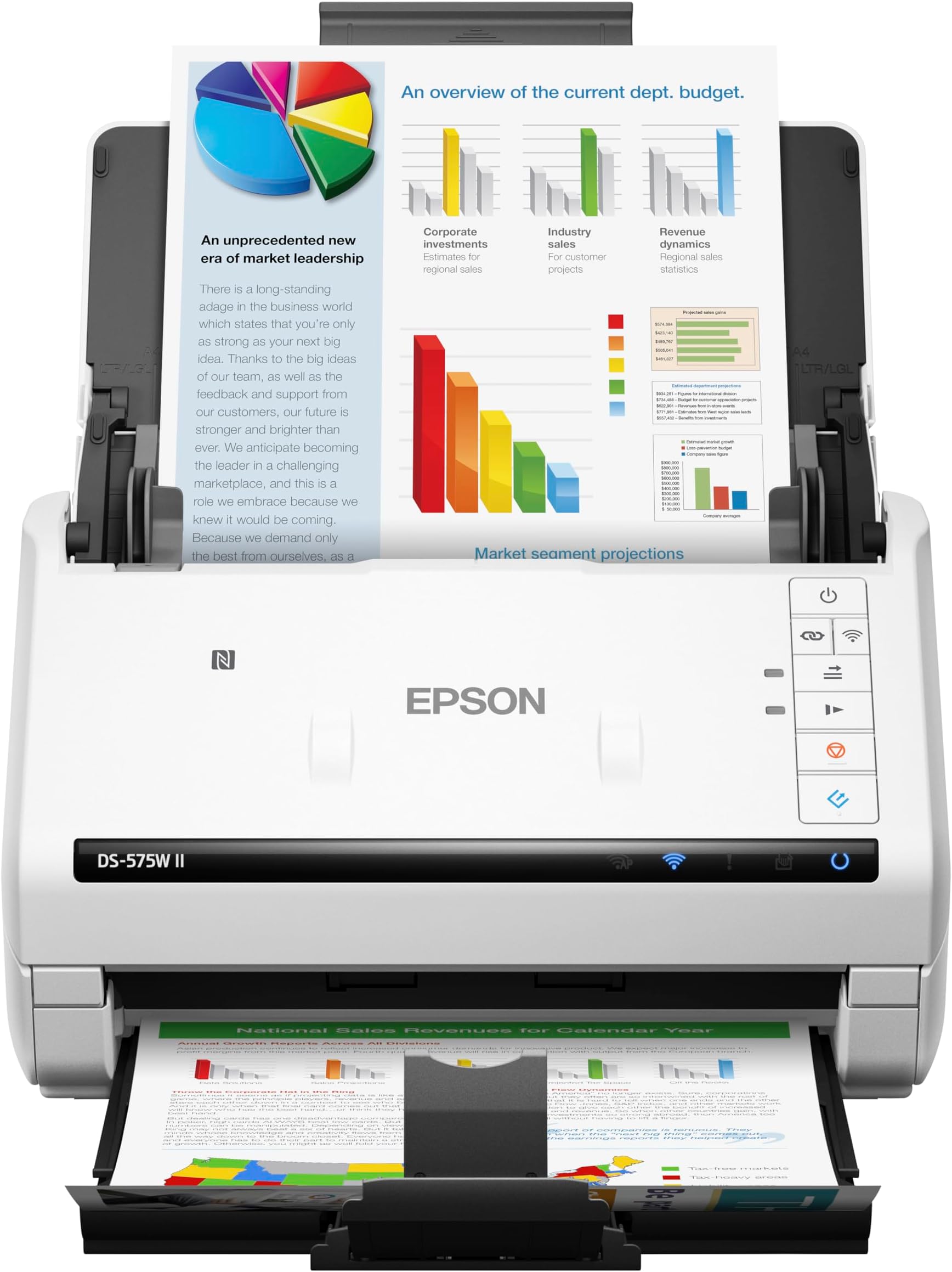 Epson DS-575W II Wireless Color Duplex Document Scanner for PC and Mac with 50-Page Auto Document Feeder (ADF), Twain and Drivers, Epson Smart Panel Mobile App