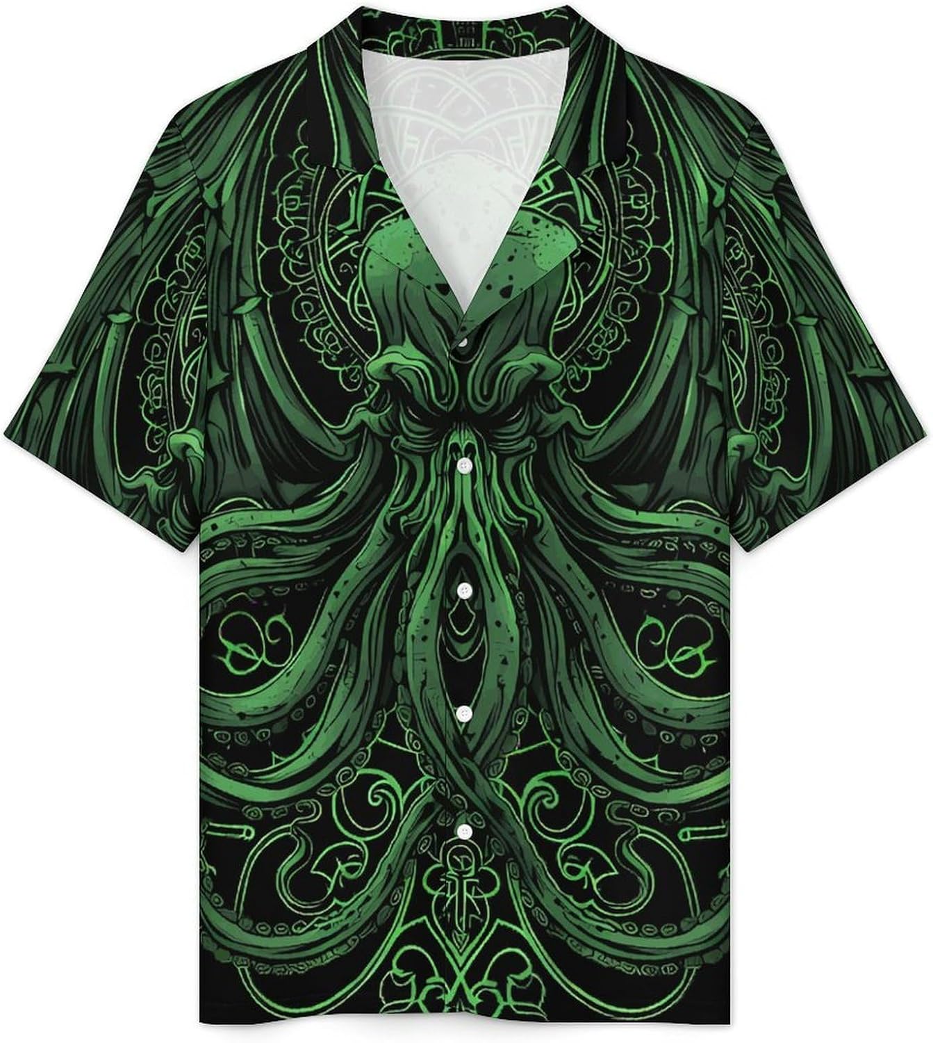 Great FunnyCthulhu Men's Short Sleeve Pajama Set Satin Silk Like Lounge Sleepwear