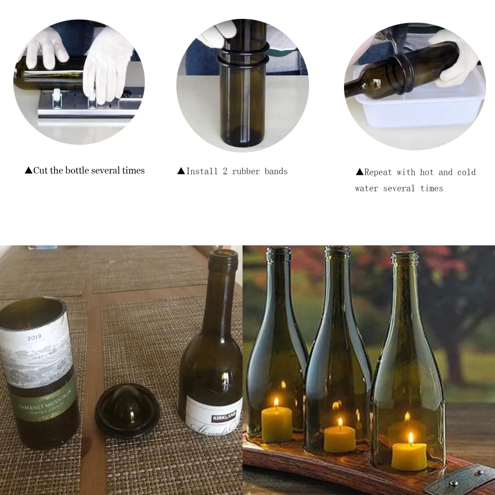 Coupe-bouteille En Verre OAIEGSD - Pour Vin, Bière, Bocaux Mason - Lame Diamant, Réglable Jusqu'à 49.5 Cm
