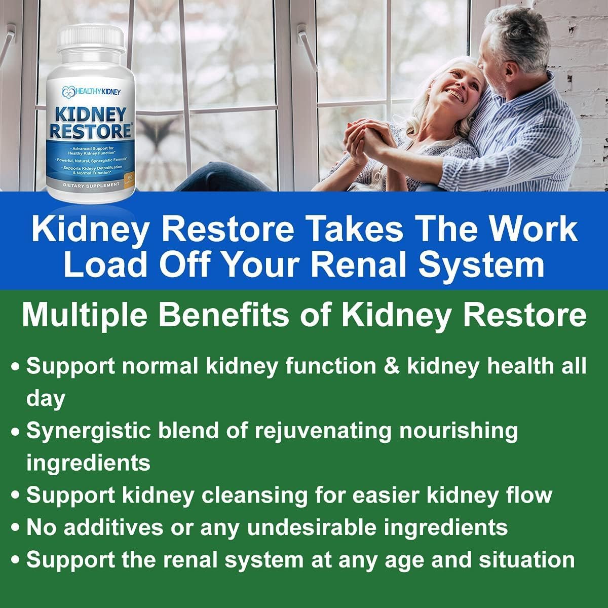 Kidney Restore: Kidney Health Supplement, Kidney Cleanse Detox & Repair Formula by Renal Expert w/Transplant, Fast Detox & Flush w/Renal Vitamins Support Normal Function 30 caps