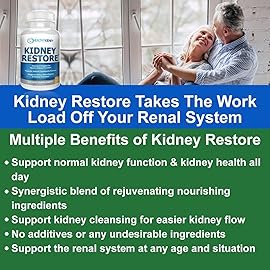 Kidney Restore: Kidney Health Supplement, Kidney Cleanse Detox & Repair Formula by Renal Expert w/Transplant, Fast Detox & Flush w/Renal Vitamins Support Normal Function 30 caps