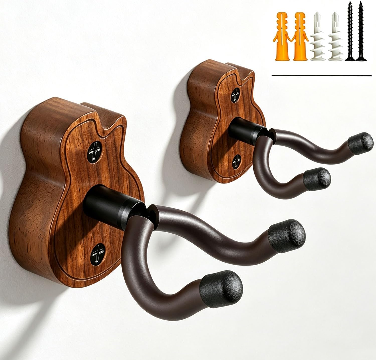 MUSO Guitar Wall Mount, Guitar Hanger, U-Shaped Guitar Wall Hanger Mount, Guitar Holder Hook Stand Wall Mount Guitar Accessories for Acoustic, Electric Guitar, Banjo, Bass, Ukulele, Acacia