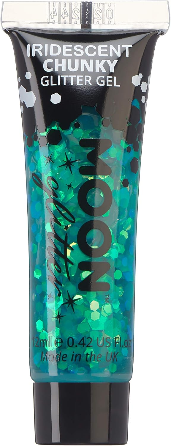 Moon Glitter Iridescent Chunky Face & Body Glitter Gel 12ml - Green - Glitter Face Paint