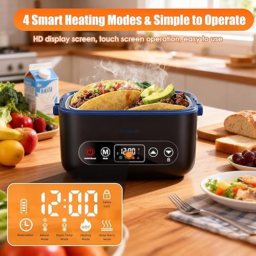 Miniatura 4 de Fiambrera eléctrica inalámbrica para adultos, 100 W, recargable, con calefacción automática, calefacción de 5 lados, lonchera de calefacción de 1.2