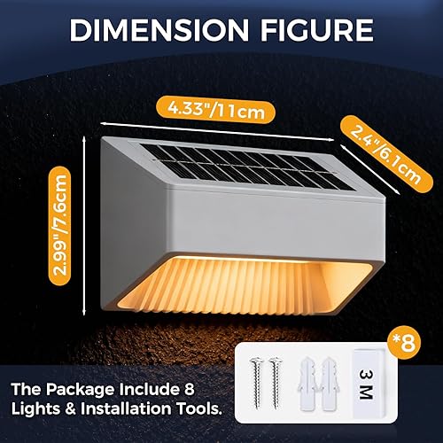 Miniatura 6 de Outdoor Solar Lights, Warm White Decorative Solar Fence Lights, for Gardens, Swimming Pools, Decks, Fences, Patios, Front Doors, Stairs, Landscapes,