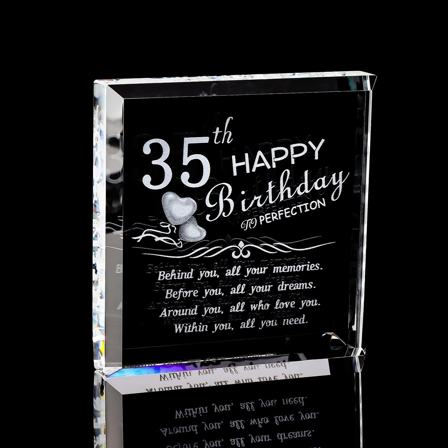 35th Birthday Gifts For Women Men Ideas Funny, Unique Personalized Engraved Crystal Behind You All Memories, Best Friend Birthday Gifts For 35 Year Old Woman Men Dad Mom 35 Year Old Born In 1987