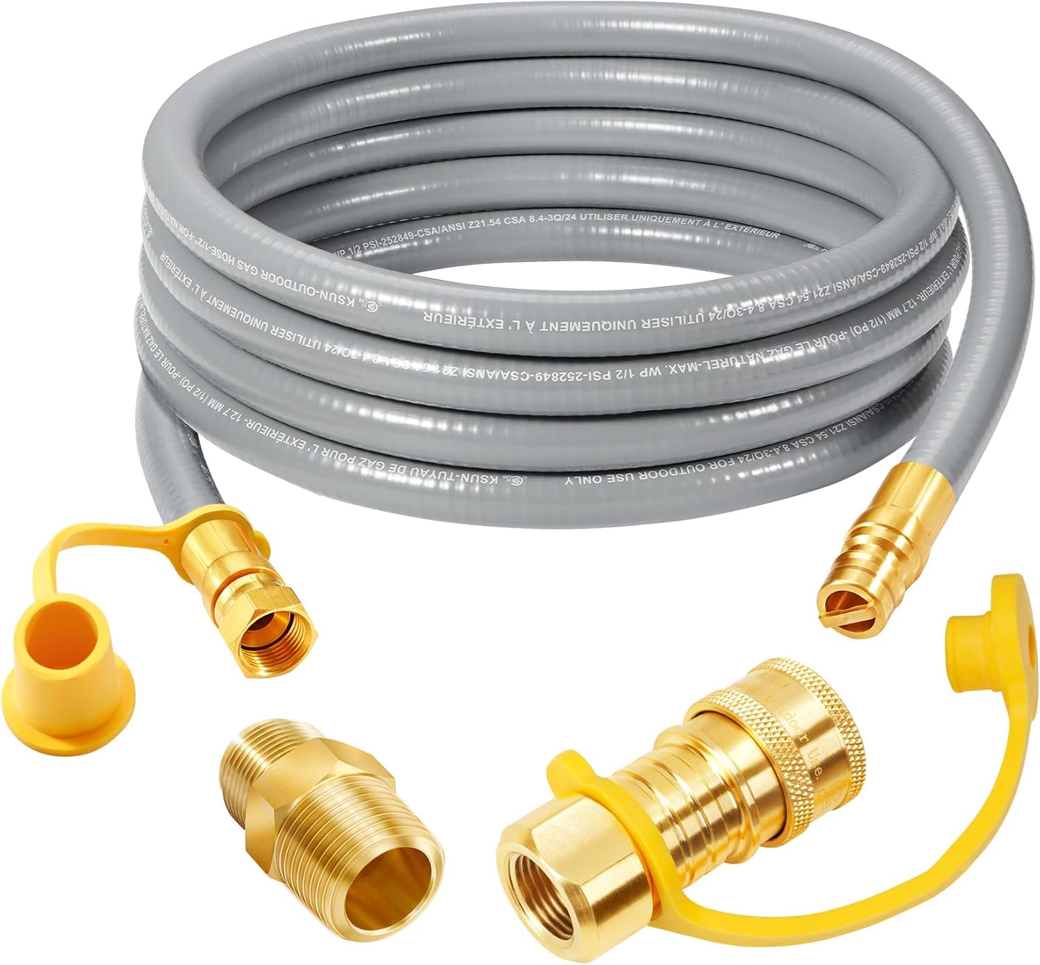 GasSaf 10FT 3/8" ID Natural Gas Hose, Natural Gas Grill Hose with Quick Connect Fitting Suitable for Weber Grills, Blackstone Griddles, Generator, Patio Heater - CSA Certified 3/8 inch 10FT