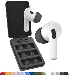 Foam Masters Memory-Schaumstoff-Ohrstöpsel für AirPods Pro 1. & 2. Generation, 3 Paar, Black Magic-Version 6.0, bequem, sicher, verbesserte Geräuschunterdrückung, Ersatzohrstöpsel, Weltraumgrau, S/M/L