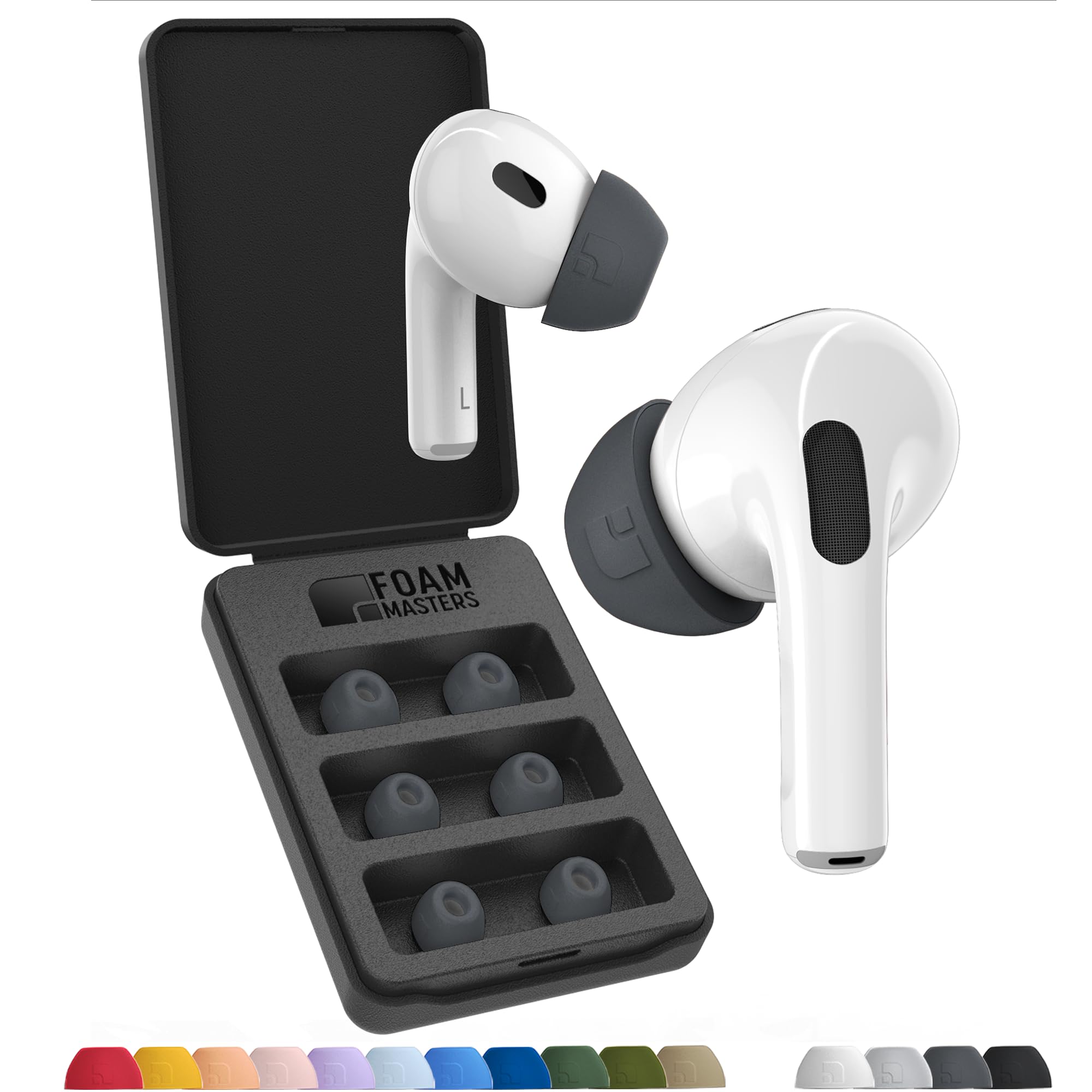 Foam Masters Ultra-Premium Memory Foam Ear Tips for AirPods Pro 1st & 2nd Gen | 3 Pairs | New Ver. | Secure Fit | Super Comfort | Better Noise Cancel