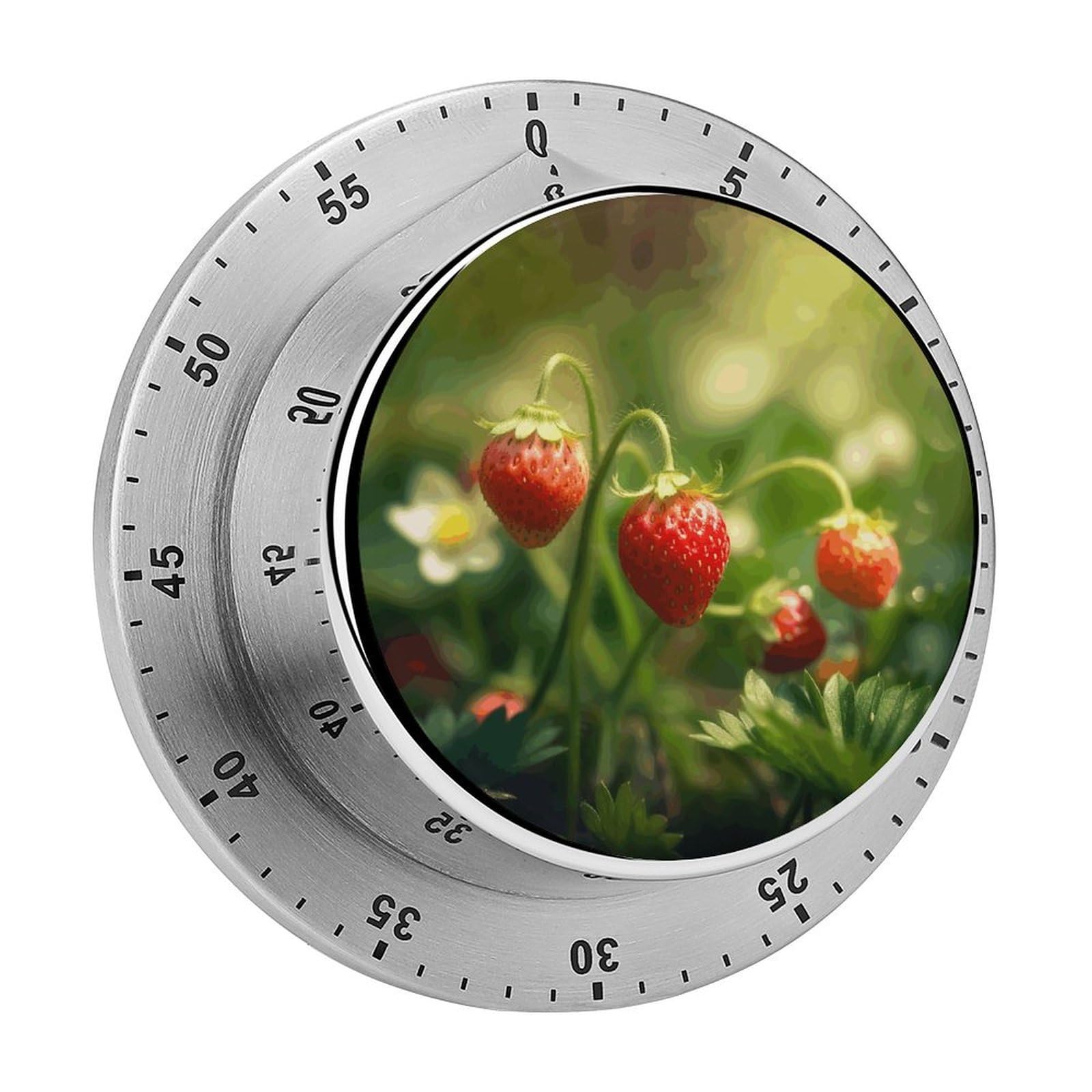 Adfgyerh Style Strawberries On The Grass Timer For Cooking, Kitchen Timer Magnetic No Batteries Required, Mechanical Timer With Loud Alarm, For Fitness Baking Exercise Oven