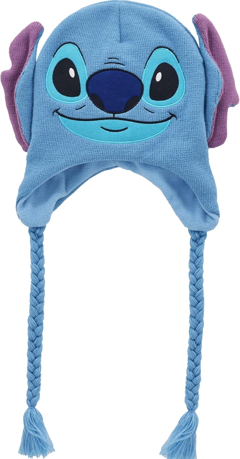 Disney's Lilo and Stitch Acrylic Winter Peruvian Beanie with Tassels, Blue