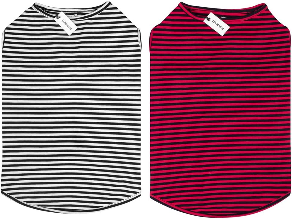 Dog Shirts Cotton Striped T-Shirts, Breathable Basic Vest for Puppy and Cat, Super Soft Stretchable Doggy Tee Tank Top Sleeveless, Fashion & Cute Color for Boys and Girls (S, Pink+Green) : Pet Supplies