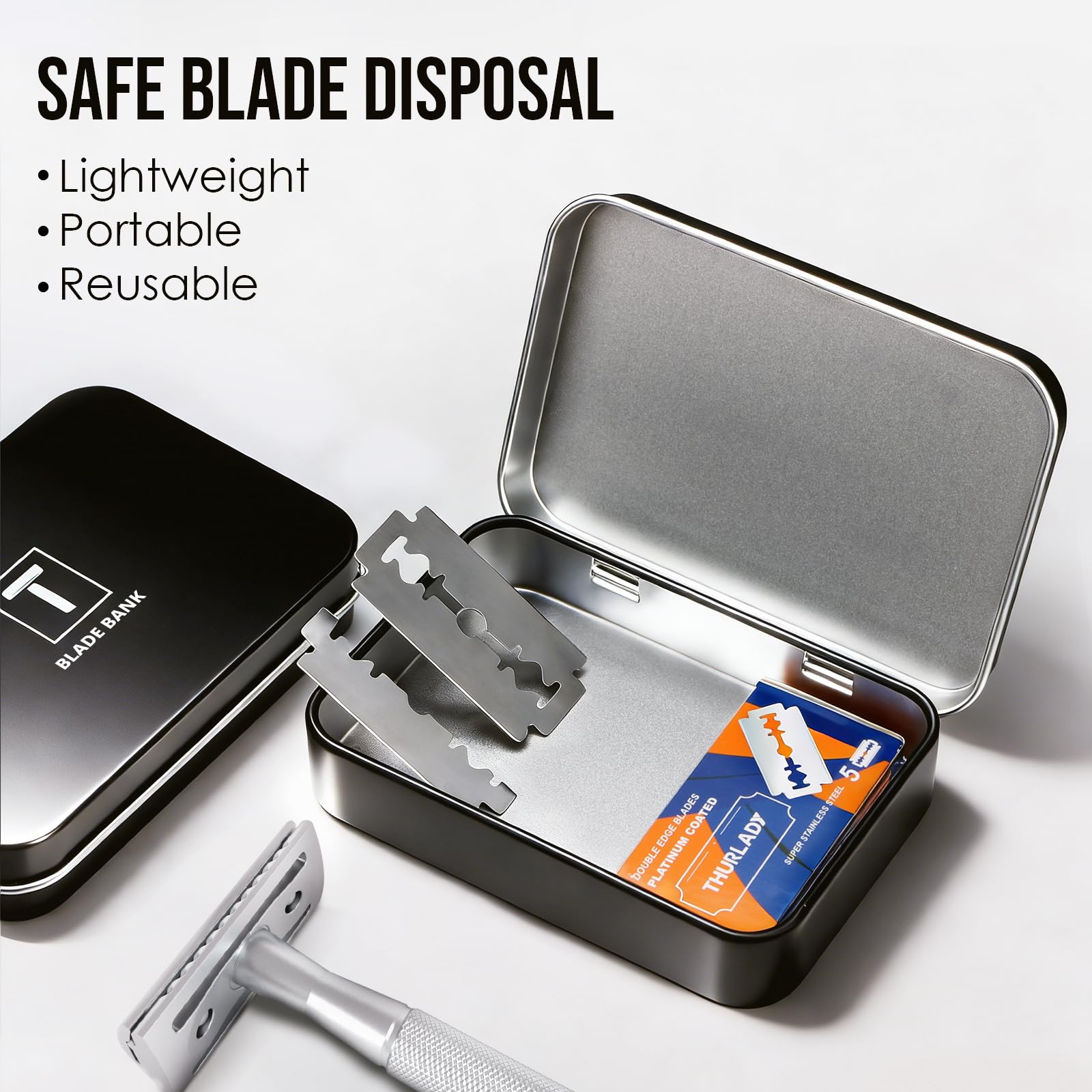 Reusable Double Edge Safety Razor Set, Stainless Steel Grooming Tool