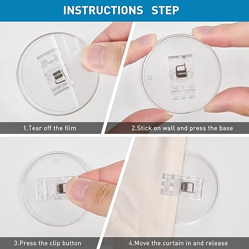 Miniatura 5 de Kitosun Clips adhesivos para cortina de ducha  Protectores de salpicaduras de agua para ducha de baño sujetan el forro de ducha para mantener el