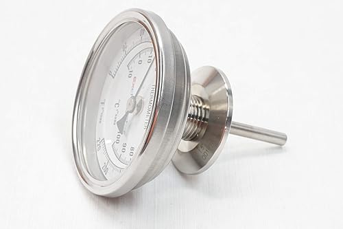 Exchilerator - Termómetro de esfera de trébol para accesorios de triple abrazadera sanitaria 1.5 - Se utiliza después del enfriador de mosto y antes