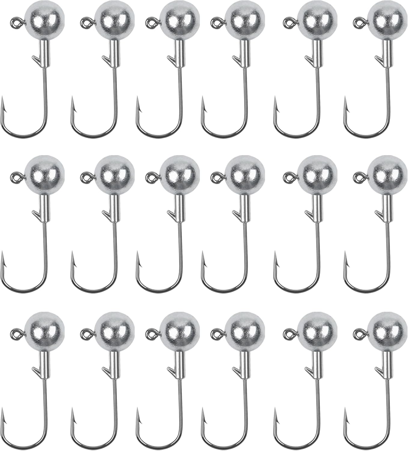 Round Head Jig Hooks, 20pcs Ball Head Fishing Hooks Unpainted Jig Heads for Bass Trout Crappie Fishing Jigs Saltwater Freshwater