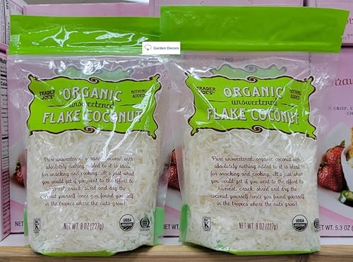 Trader Joe's - Coco orgánico sin azúcar en escamas de 8 onzas, 8.01 oz (dos bolsas)