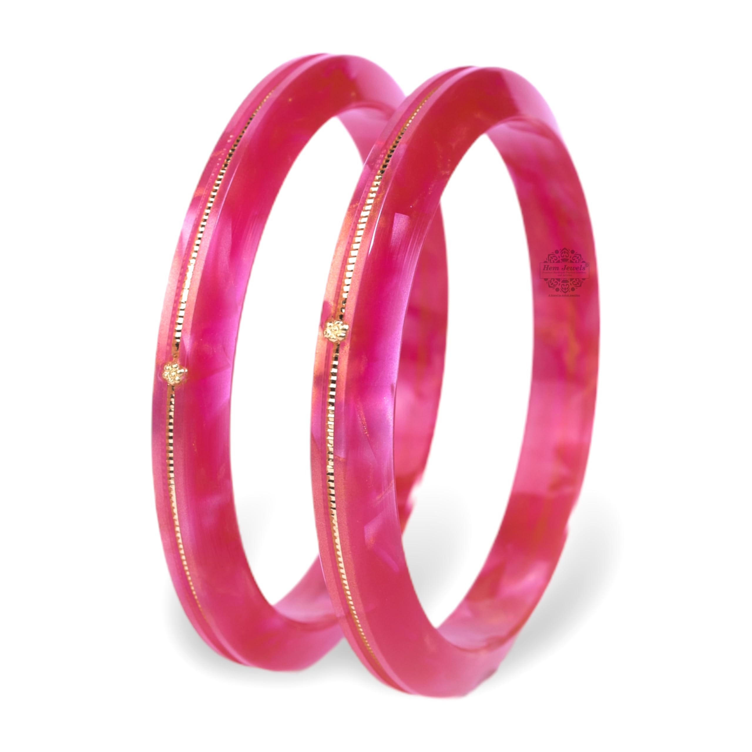 Hem Jewels by Ashok Jewellers 22kt (916) Yellow Gold Pola Bangles/Gold Handmade Chudi/Wedding Chooda for Women with Purity Certificate (Set of 2pcs, 6mm Broad) - HOT PINK (2.2 Aani) (B0CSDTF95C) Amazon Price History, Amazon Price Tracker
