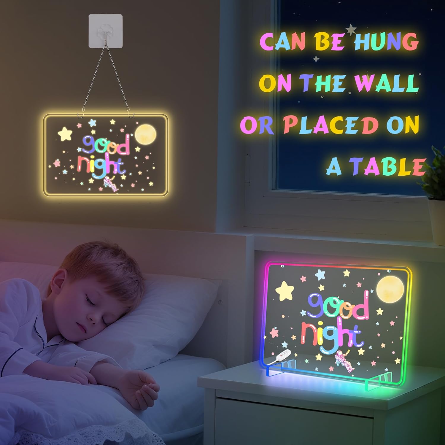 LED Drawing Board for Kids,11.8"X7.8" Includes Adapter, Light Up Dry Erase Boards with 7 Markers,21Modes &16 Colors, Acrylic Dry Erase Board with Light,Remote Control,Night Lights for Kid's Rooms.